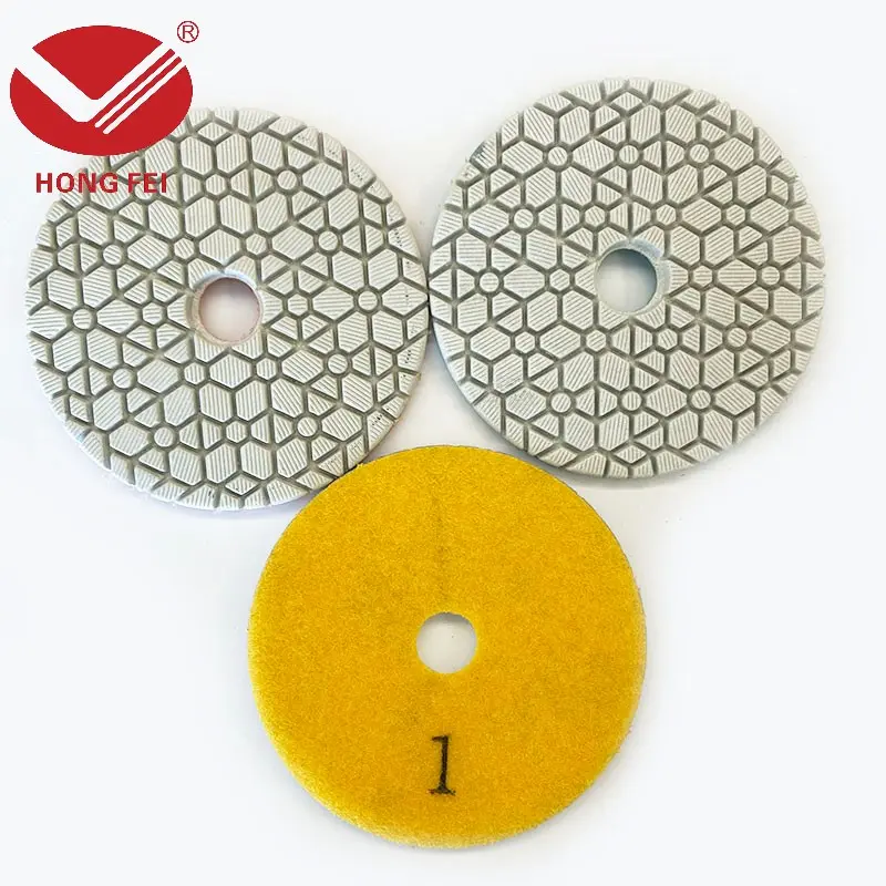 4-Inch Diamond Polishing Pad, Three-Step Method, Wet/dry Grinding Disk, Suitable for Granite, Marble, Concrete, Artificial Stone, Durable Velcro Backing, Polishing Tool