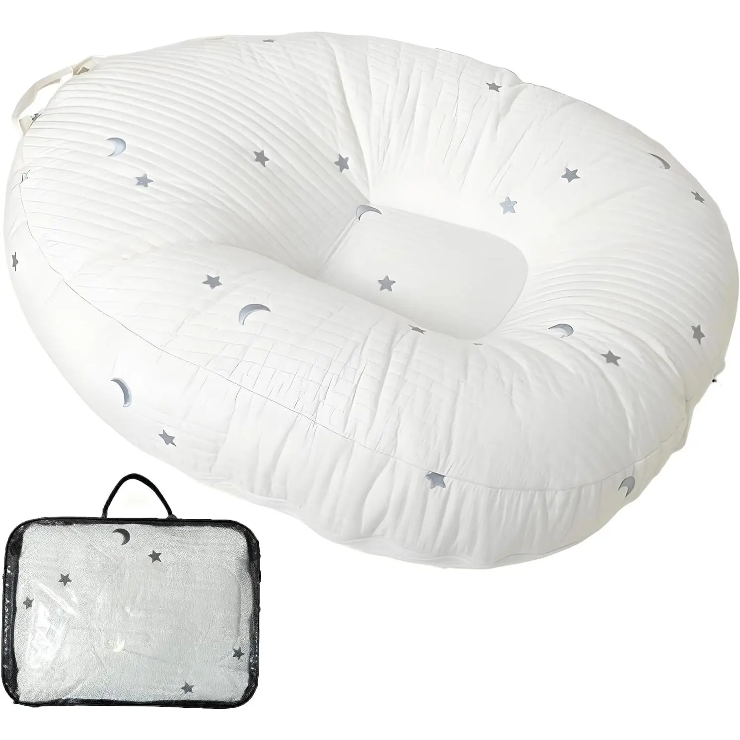 Natural Colorful Cotton Leaf-Shaped Baby Lounge Pillow, 75x60cm Comfortable and Breathable Floor Cushion for Infants, Removable Machine Washable Cover, Baby Shower Gift
