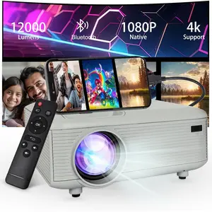 Mini Bluetooth Projector(Phone HDMI Cable Included), Portable Outdoor Projector, Native 1080P Projector, Compatible 4K, Supports Android/iPhone/TV Stick/Laptop/PS5/HDMI/USB, Indoor and outdoor use