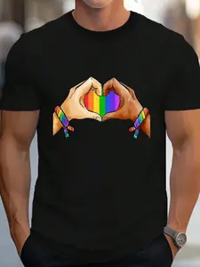 100% Cotton Gay Pride Clothing LGBT Rainbow Flag T Shirt Tee Heart Unity T-Shirt Women's Men's Graphic Tee Crew Neck summer vacation Tops