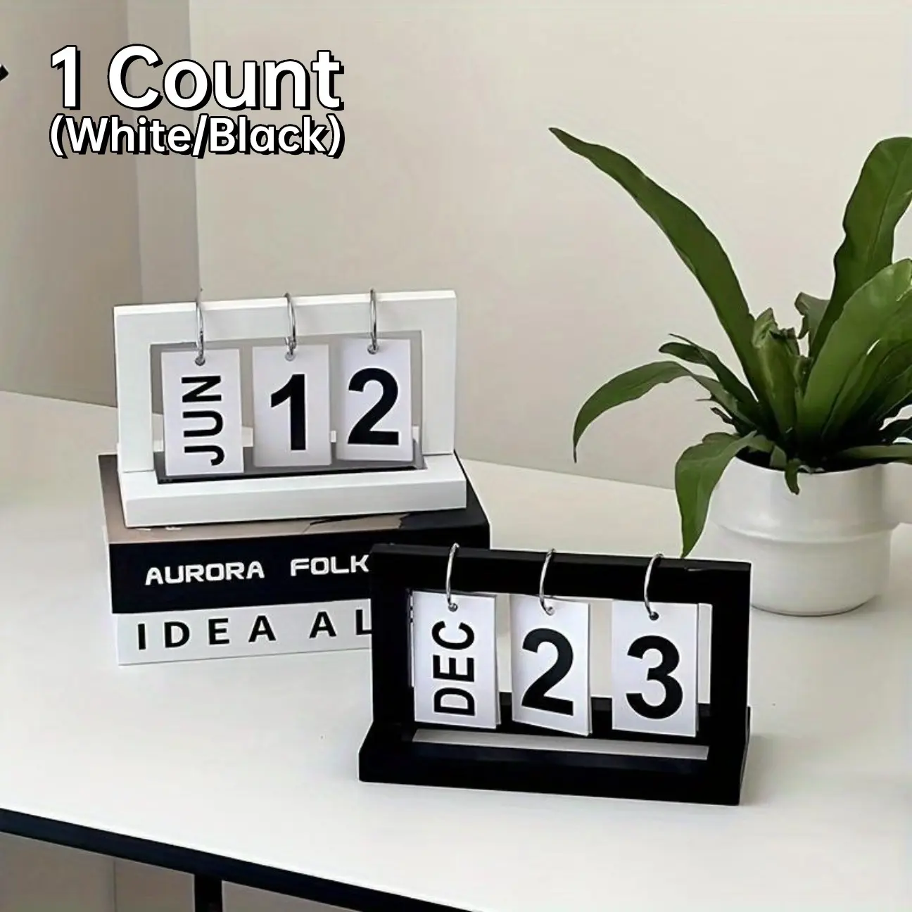Minimalist Flip Calendar with Arabic Numerals, Modern Desk Accessory with Clean Design, Perfect for Office, Home, Study, Ideal Gift for New Year, Back to School, or Housewarming, Aesthetic Office Supplies, Desk Calendars