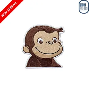 Curious George Embroidered Iron On Patch for Kids Clothing and Backpacks Cute Monkey Decorative Badge Applique