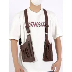 Men's Vintage Chest Backpack - Lightweight Outdoor Vest Bag with Hands-Free Phone Holder, Multi-Functional Crossbody Pack for Cycling, Hiking, Running, Fitness - Compatible for Boyfriend/Husband/Father Gift