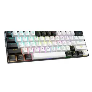 CX61 Bluetooth Three-Mode Mechanical Keyboard 61 Keys RGB Luminous Tea Axis E-Sports Wireless Gaming Keyboard Compact & Portable ABS Shell Blue Switches High Cost Performance