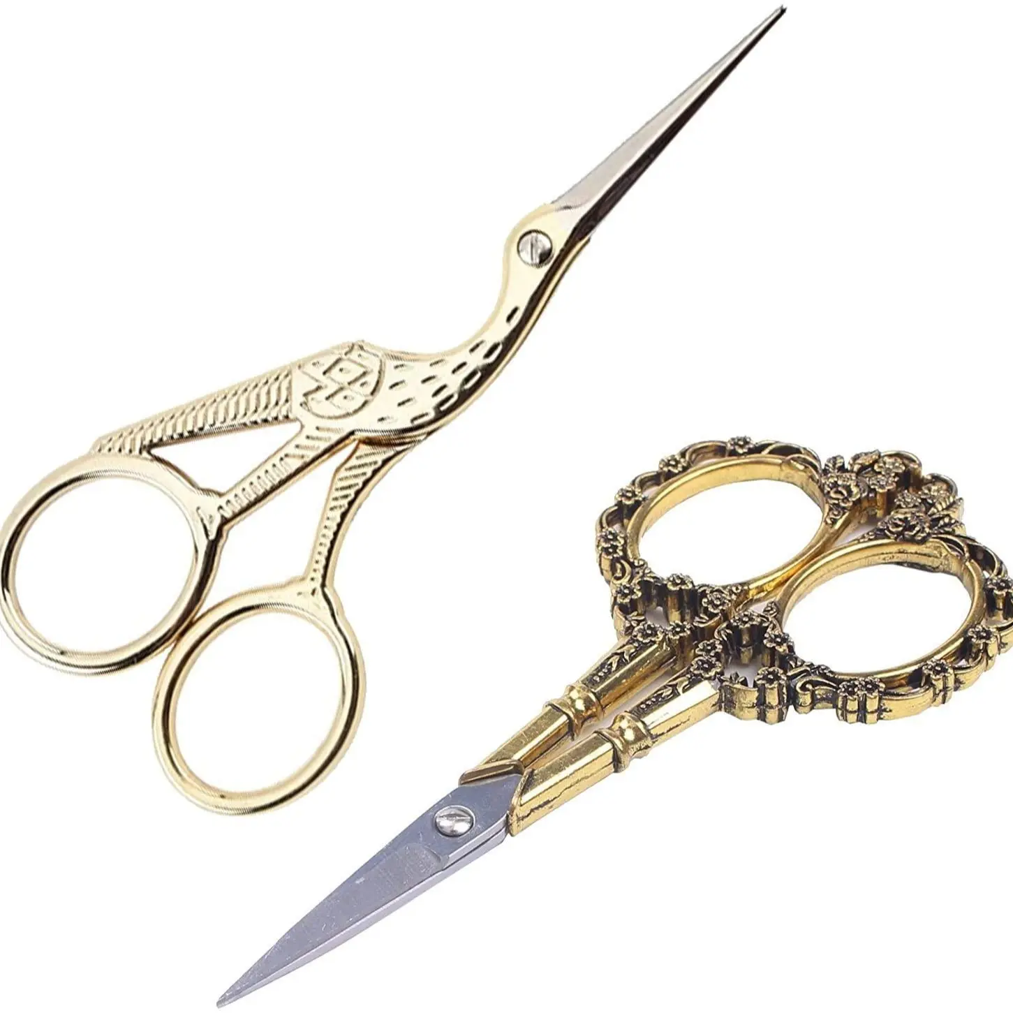2-Pack Stainless Steel Sharp Pointed Edge Stork Embroidery Scissors Set, Home Supplies for Sewing Crafts, Ideal Festive Party Gifts for Halloween Christmas