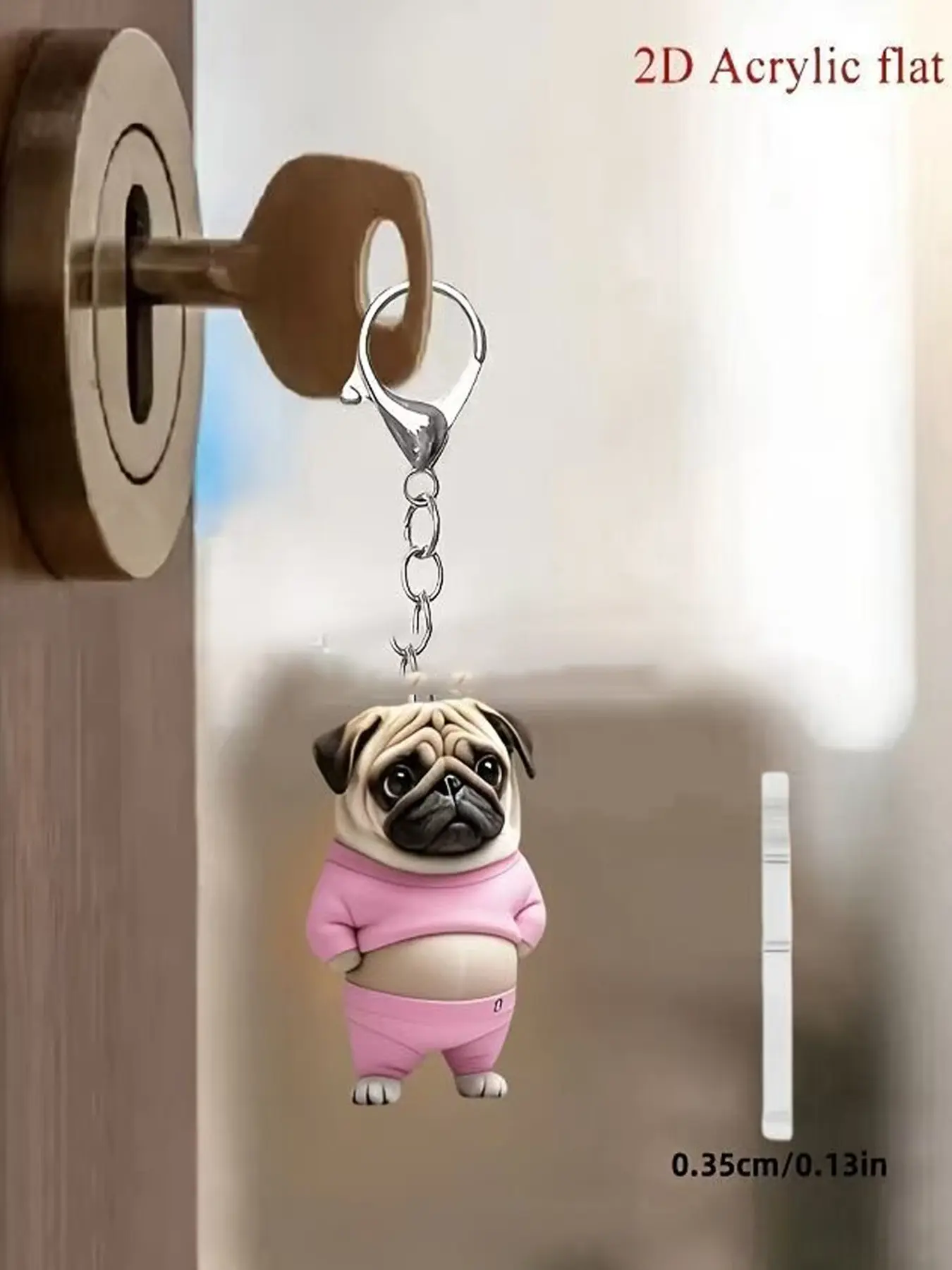 Acrylic Keychain - Cat, Dog & Puppy Keychain,Cute Pug Dog Keychain Acrylic Puppy Pets Keyring Handbag Purse for Women Girl Charm Gift Bag Charms Cute Keychains for Car Keys, Keychain Kawaii