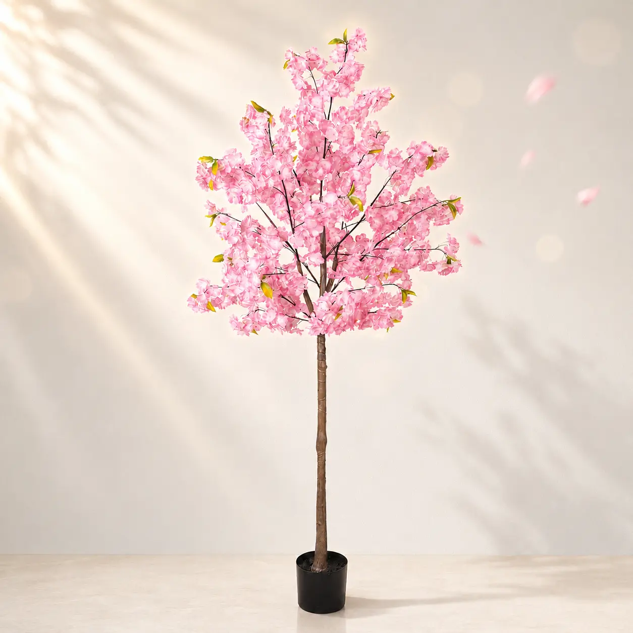 5FT Artificial Cherry Blossom Tree with Black Pot, Lifelike Pink Faux Sakura Tree for Living Room, Bedroom, Wedding and Spring Home Decor