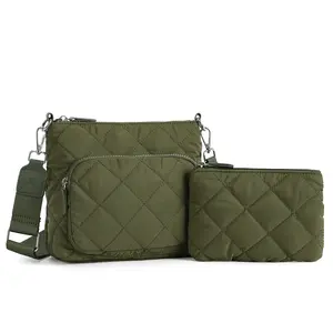 WESTBRONCO Puffer Crossbody Bag with Multi Zipper Pockets & Card Slots Nylon handbag 2026 spring trendy Purses with Wallet Set Gift for Mom