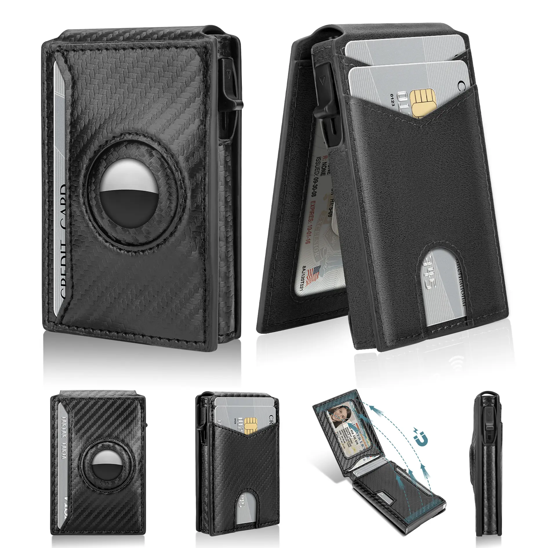 Pop-Up Card Holder For Men, Practical Design Minimalist Slim Aluminium Credit Card Organizer, RFID Blocking Stainless Steel Bifold Wallet With 9-13 Card Capacity, Money Clip And ID Window For Secure Storage