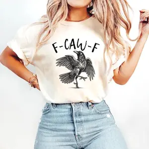 "F-Caw-F" T-Shirt — Fun Short-Sleeve Top with Crow Print
