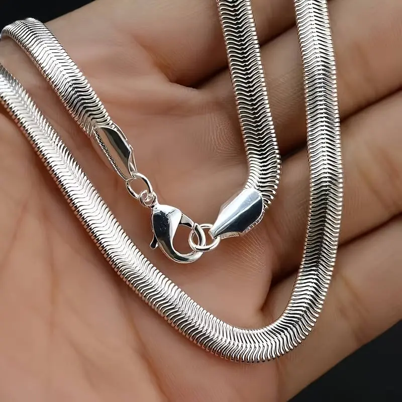 Women's Snake Chain Necklace, 6mm Wide Stainless Steel Link Chain, Hypoallergenic Fashion Jewelry for Parties & Gifts, Chain Style Necklaces, Link Chain Necklaces