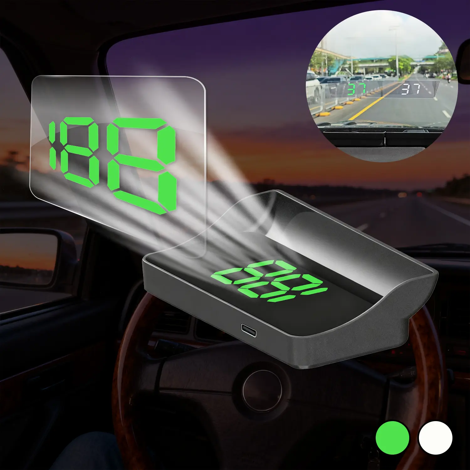 DUFIKKI GPS Digital Speedometer HUD for Car Truck Motorcycle Head Up Display with LED Large Font MPH/Overspeed Alarm, Plug & Play Universal Odometer, Car Accessory Tool