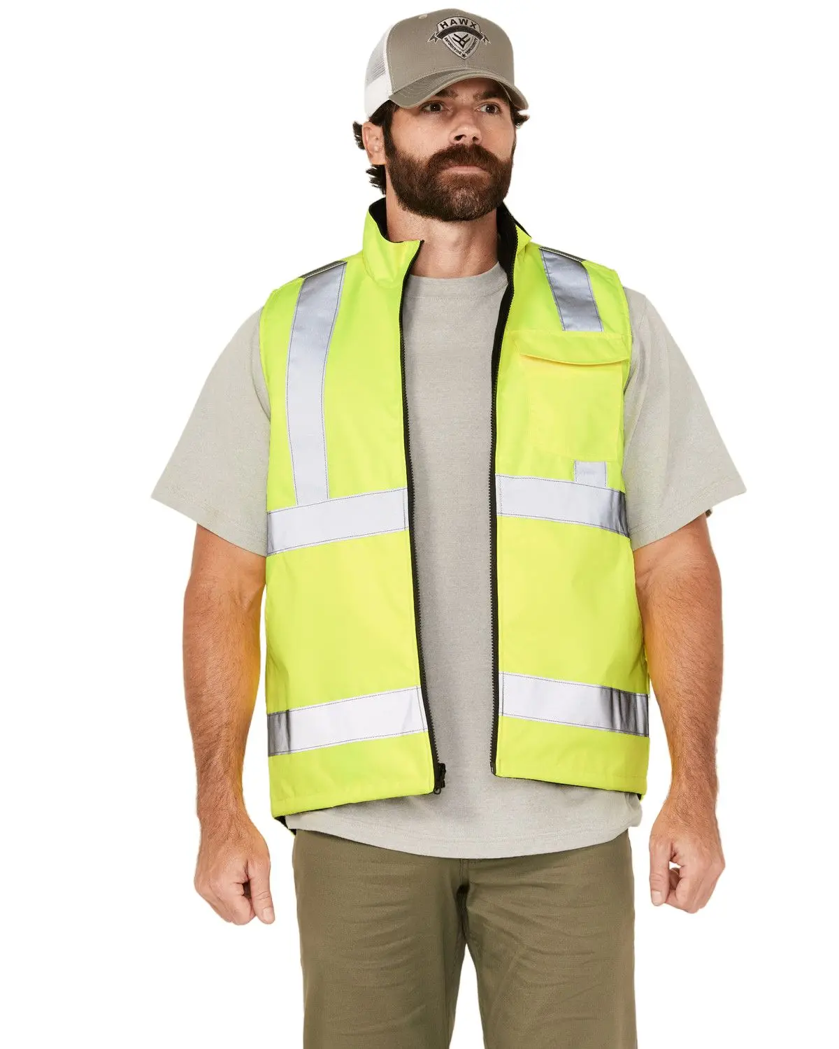 Hawx Men's Men'S Hi-Vis Safety Vest Big - Hhvfa2410x-Ylw