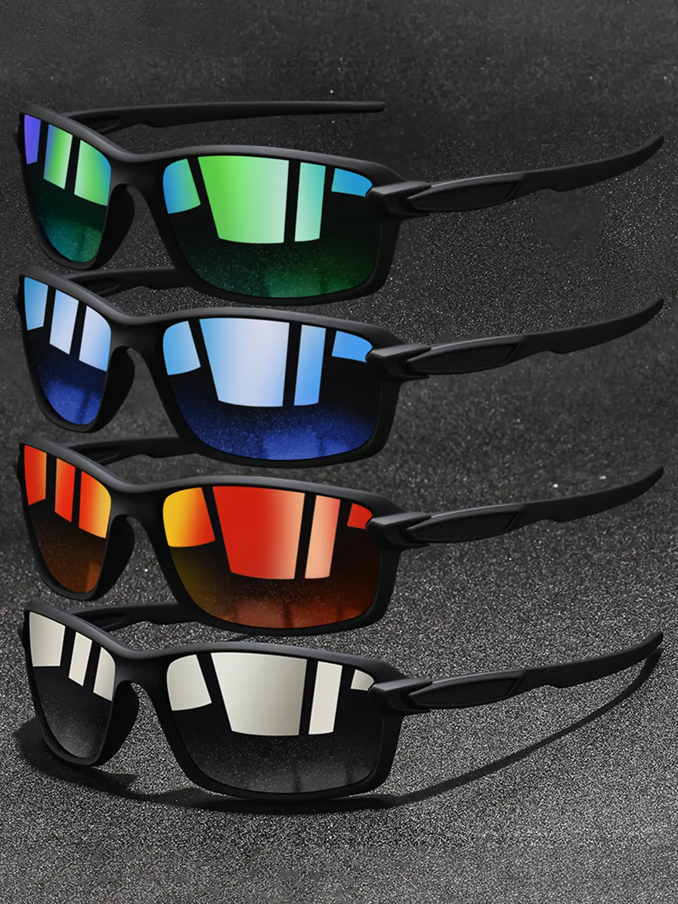 4 pairs of solid color frame sports glasses,suitable for both men and women,adopt rubber nose pads and elasticity temples,lightweight comfortable design,suitable for outdoor activities and daily wear