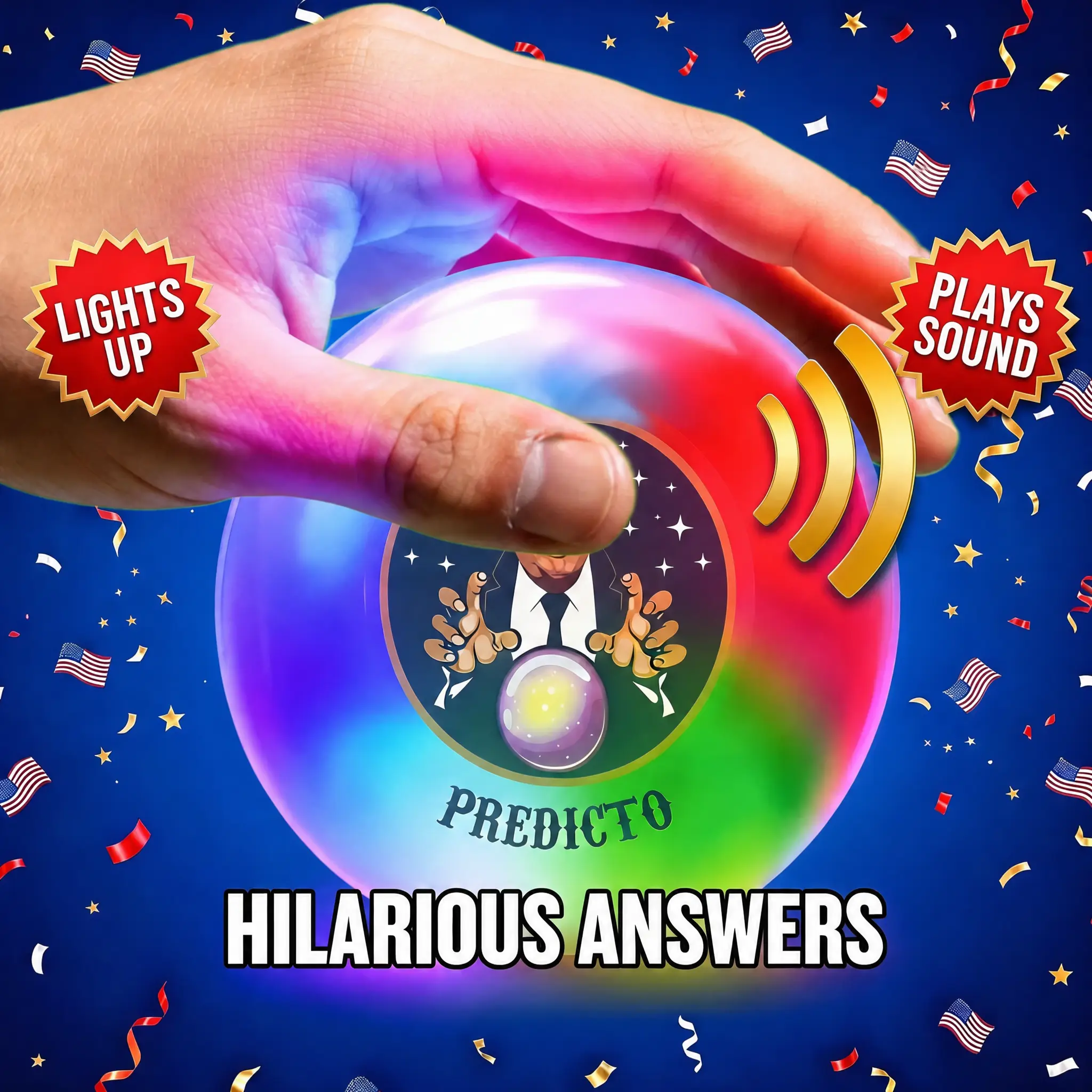 Predicto Talking Fortune Telling Ball - Motion Activated with 25 Hilarious Answers in a Real Voice - Color Changing LED Crystal Ball & Spooky Music - Funny Gag Gift for Men Women Teens - Novelty Toy