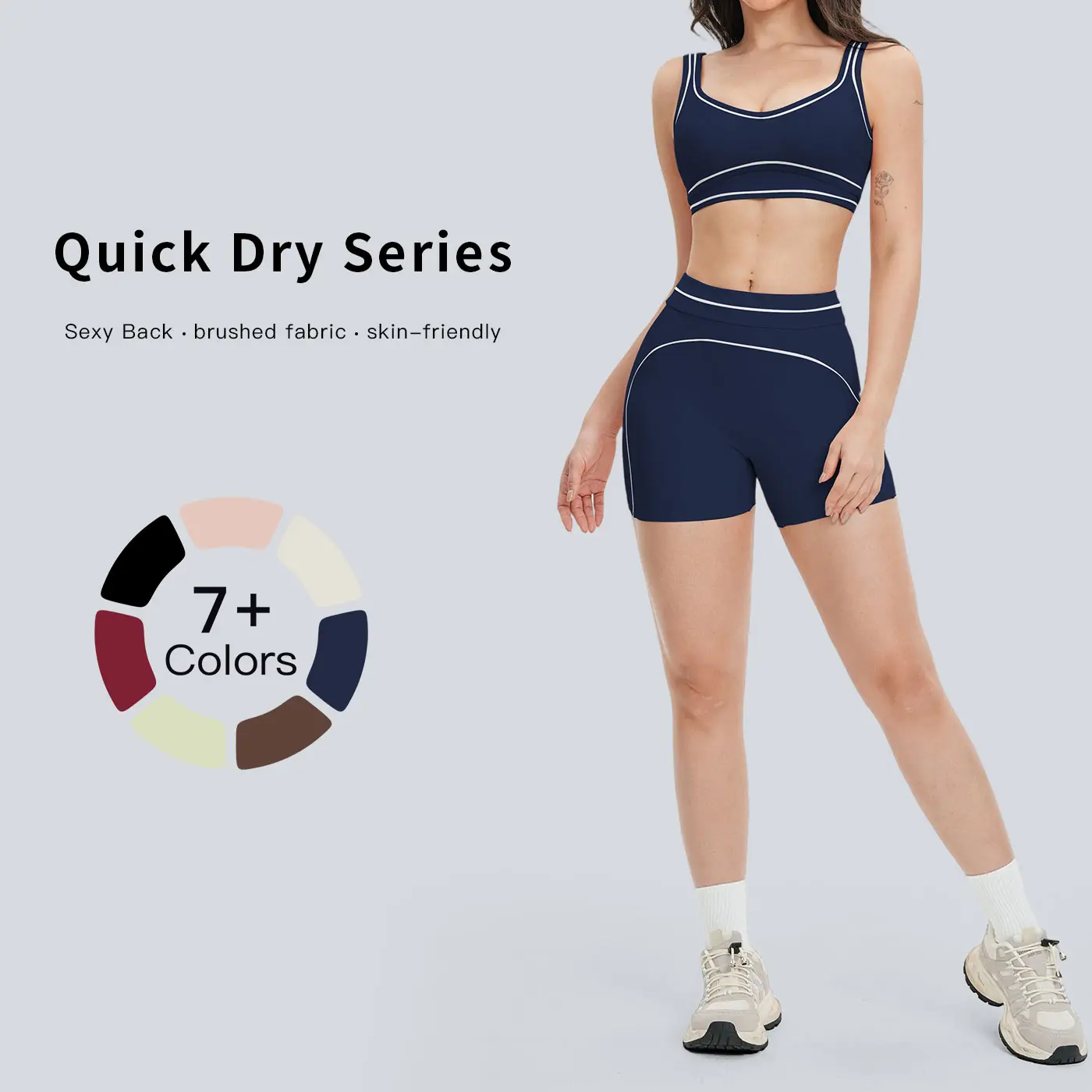 Tenwolf women’s solid-color two-piece athletic set featuring a tank top and high-waisted shorts—casual, comfortable, breathable activewear suitable for yoga, gym workouts, and running; women’s all-season sportswear, fitness and running apparel