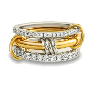Silver Gold Multi-circle Mixed Wrap Ring Set Women's Gold Wrap Rings