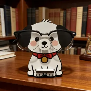 Cartoon Puppy Glasses Holder, Wooden Frame for Eyeglasses, Anti-Loss Storage Stand, Desk Decor, Fun Desktop Organizer, Style, Portable Sunglasses Organizer