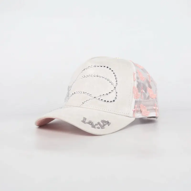 Gorras Dios con nosotros color rosa y gris