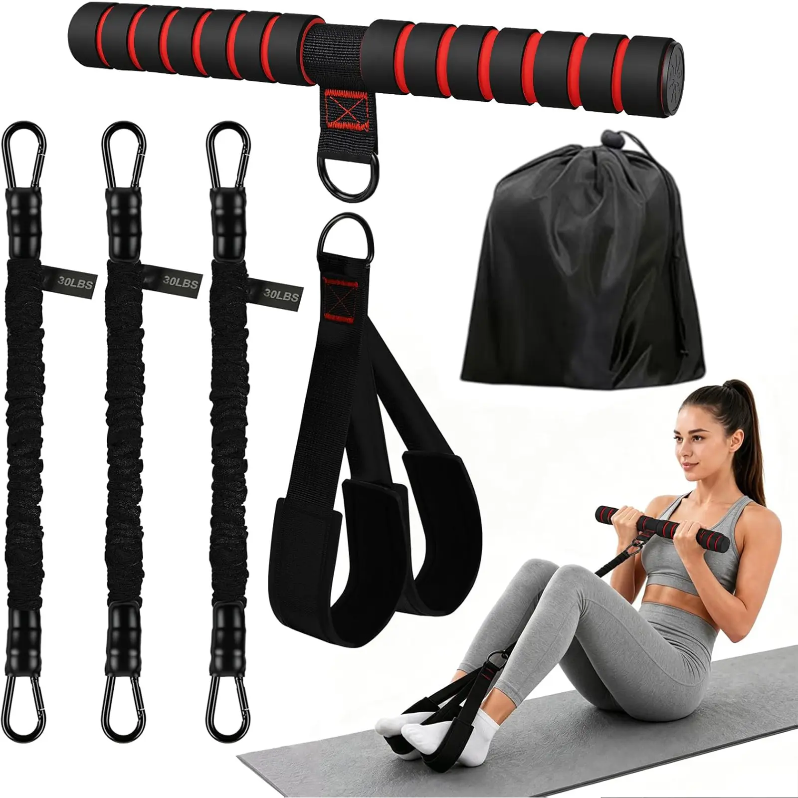 Freely combinable resistance rope suit clip-on elastic band soft foot cover living room and bedroom fitness tool