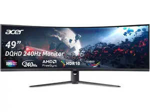 Acer Nitro EI491CUR W3 49" Dual QHD Curved Gaming Monitor, 5120 x 1440, 144Hz, 1ms VRB, FreeSync Premium Pro, HDR400, USB-C, 32:9 SuperWide Display