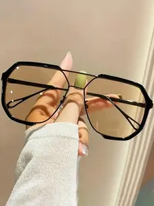 Summer Minimalist Geometric Frame Top Bar Sunglasses for Men & Women, 2024 Vintage Trendy Thin Glasses for Everyday Use, Modern Fashionable Versatile Accessories for Driving & Beach Travel