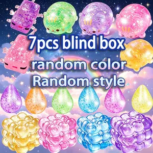 6pcs - Random Color Kawaii Aesthetic Apple Soft Shell Toy Soft Shell Toy Fruit/Ocean Shell shaped Stress Ball, Transparent Soft Toy Sparkling Jelly Squeezing Ball