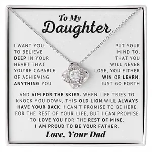 To My Daughter - Proud | From Father, From Dad, Inspirational Strength Gift, Love Knot Necklace