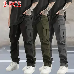 Men’s cargo pants 3-pack, adjustable drawstring, skin-friendly fabric, stylish and versatile—suitable for outdoor exploration, street fashion, and everyday commuting. Effortlessly nails a tough yet casual vibe.
