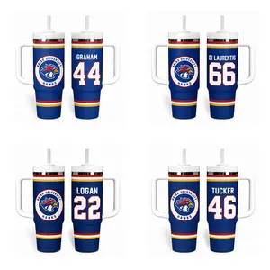 40oz Stainless Steel Insulated Travel Mug - Off-Campus Book Series Briar University Hawks Blue Hockey Jersey Tumbler with Lid, Handle & Straw, Choose Garrett Graham, John Logan, Dean Di Laurentis or John Tucker (Insulated Bottle Option), Insulation, Reusa