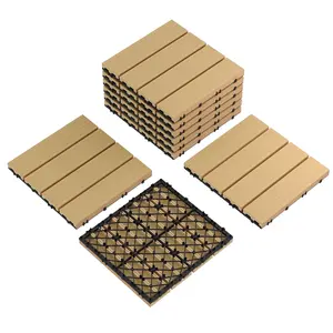 Garvee Waterproof interlinked Composite Deck Tiles 12"x12" 	6 Wood Grain Plastic Patio Flooring 	6 Outdoor & Indoor, Anti-Slip, Weather-Resistant, Easy DIY, Balcony, Porch, Poolside, Garden D E9cor 	69PCS