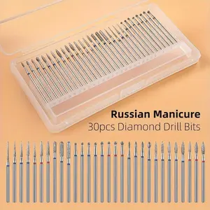 30Pcs Hypoallergenic Diamond Nail Drill Bits Set, Carbide Cuticle Drills for Dead Skin Removal, Manicure Tools Kit