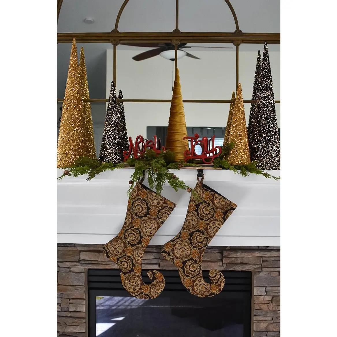 Multicolored Gold Victorian Style Christmas Stocking