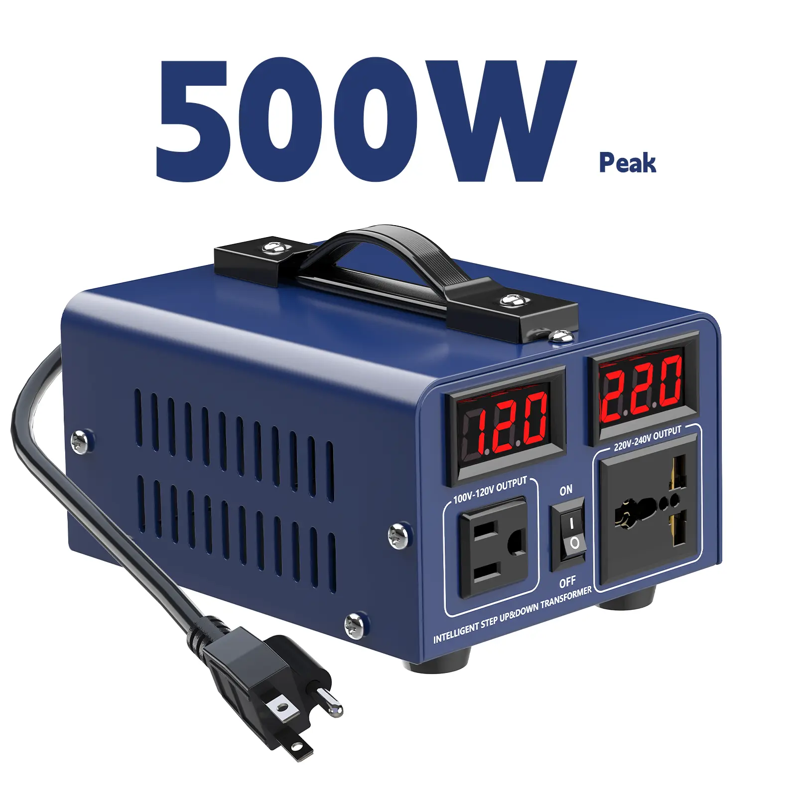 500Watt Voltage Converter Transformer, From 110-120 Volt To 220-240 Volt And From 220-240 Volt To 110-120 Volt With US Outlet, Universal Outlet