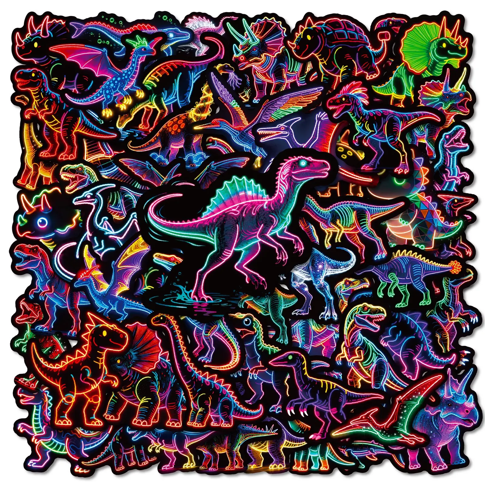 50pcs Multi-Series Neon DIY Decorative Stickers - Waterproof Accessories for Laptop/Phone/Cup, Smartphone, Cellphone Casings & Devices (Toys & Hobbies, Scrapbooking & Stamping)