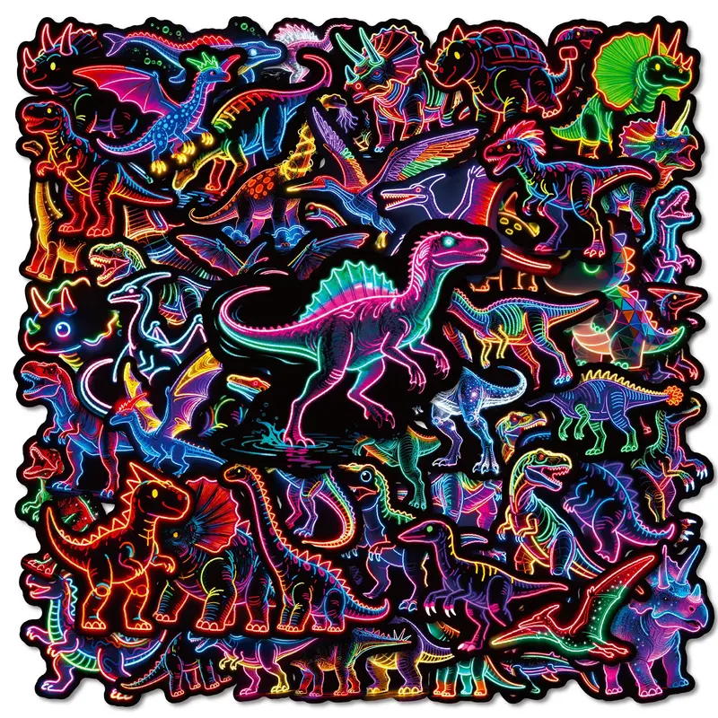 Neon Stickers 50pcs Trendy Hot-Selling 4 Series Waterproof DIY Stickers for Laptops Water Cups Phone Cases Personalized Expression