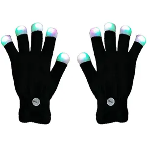 LED Light Up Gloves for Rave Parties & Concerts | Multi-Color Flashing Finger Lights | USB Rechargeable Glow Gloves for Night Events & Festivals
