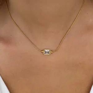 EVRY JEWELS Gold or Silver Plated Women's Crush Core Necklace