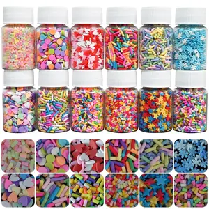 12 Jars Fake Sprinkles 180g, Polymer Clay Sprinkles for Slime, Faux Sprinkles for Resin, Nail Art Shaker, DIY Nail Art, Multicolor Card Filler, Versatile Uses