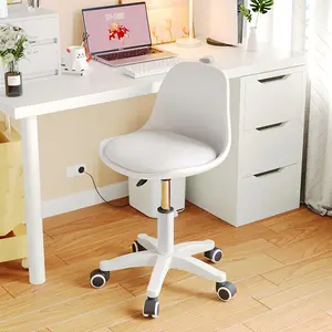 【Mother's Day】Small Desk Chair Cute Armless Task Vanity Chair with Soft Padded Cushion, Plastic Height Adjustable Home Office Chairs for Teens Girls