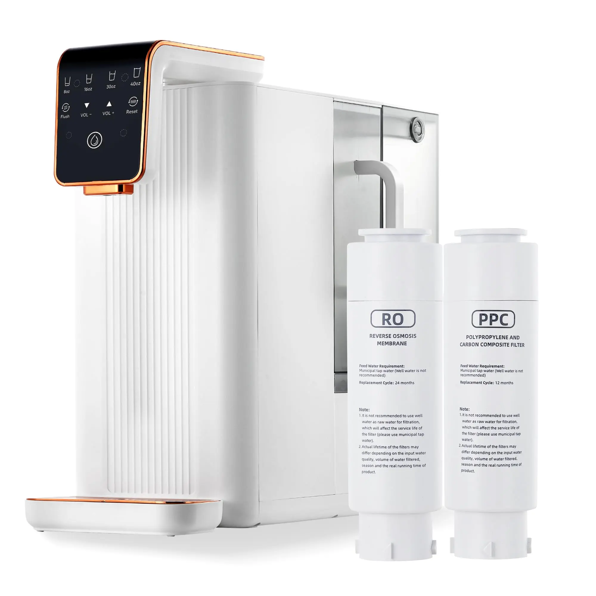 GARVEE Countertop Reverse Osmosis Water Filter, 5-Stage RO Water Filtration System, NSF/ANSI 58, 100GPD, 4:1 Pure to Drain, TDS Real-Time Displaying & 4 L RawTank/1.5 L Pure Tank
