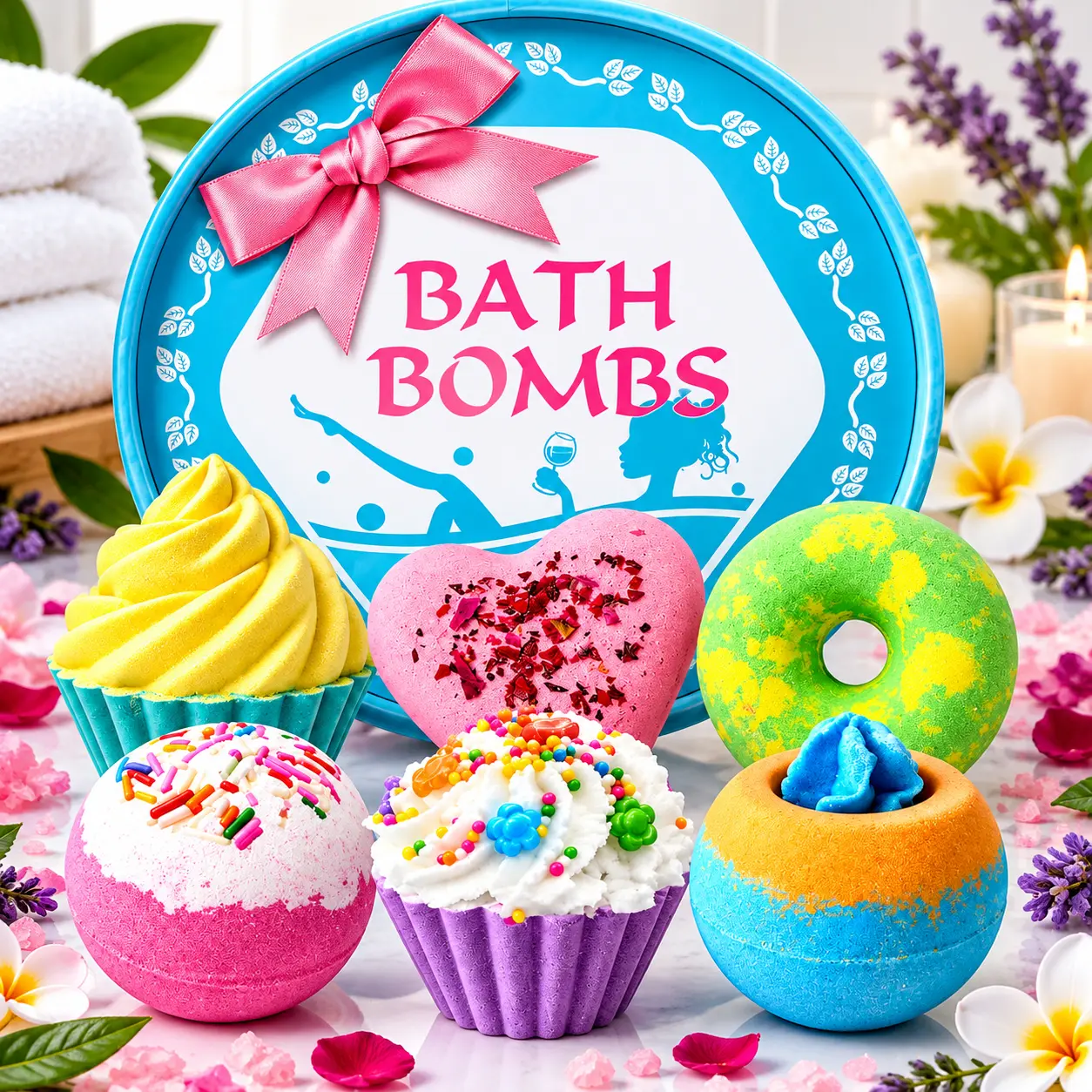 6-Pack Handmade Bubble Bath Bombs for Girls & Women, Natural Fizzy Bath Bomb Gift Set, Non-Toxic Kids & Teen Spa Bath Kit, Birthday & Self-Care Gift.