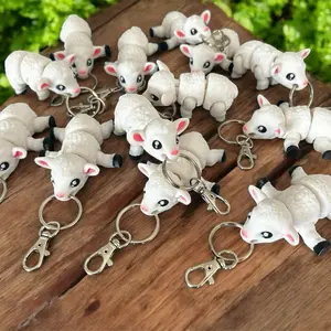 Little Lamb Easter Keychain 3D Printed White Articulated Design for Backpack or Handbag