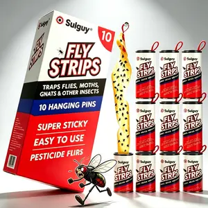 Sulguy Ultra‑Sticky Non‑Toxic Fly Paper Strips | Instant‑Working Waterproof Fly Traps for Indoor & Outdoor. Odor‑Bait Free, Safe for Pets & Families, 3‑Month Durable Fly Tape with Hanging Pins, Easy Setup for Flying Pest Control
