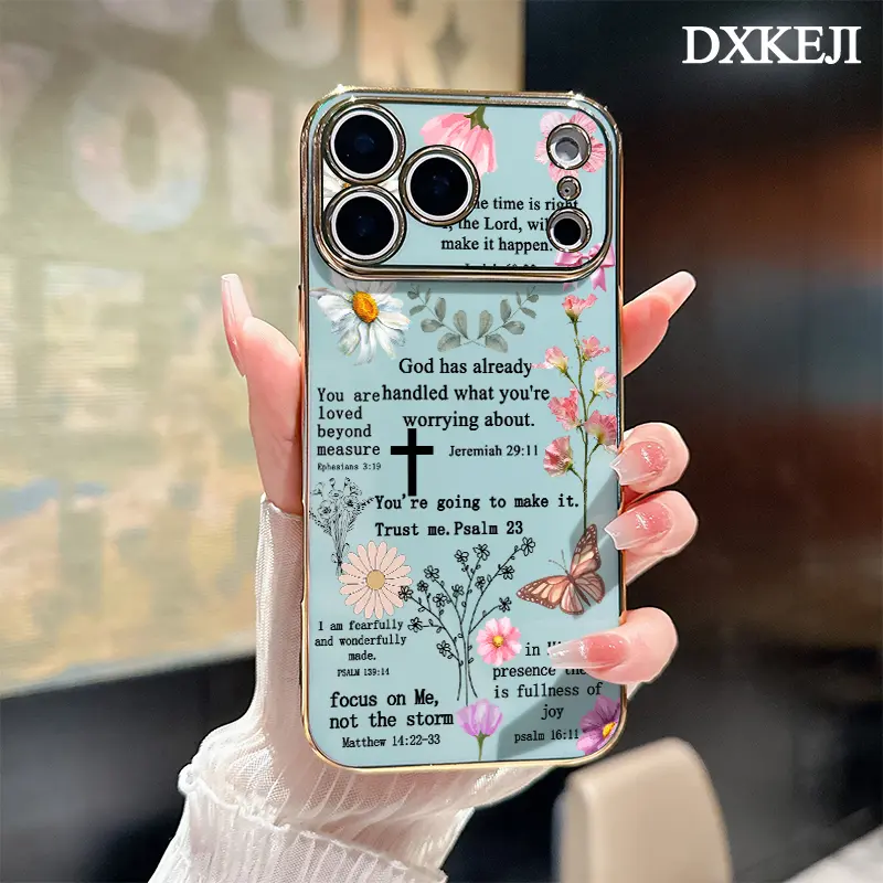 Aesthetic Soft TPU Protective Smartphone Case - Customized Bible Verses Collage, Electroplating, Anti-Slip Bumper, Shockproof, Gift for iPhone 11-17 (12,13,14 Plus,15-16 Pro Max) Phone Accessories, Cellphone, Devices, Resistance, Iphone 16 Plus