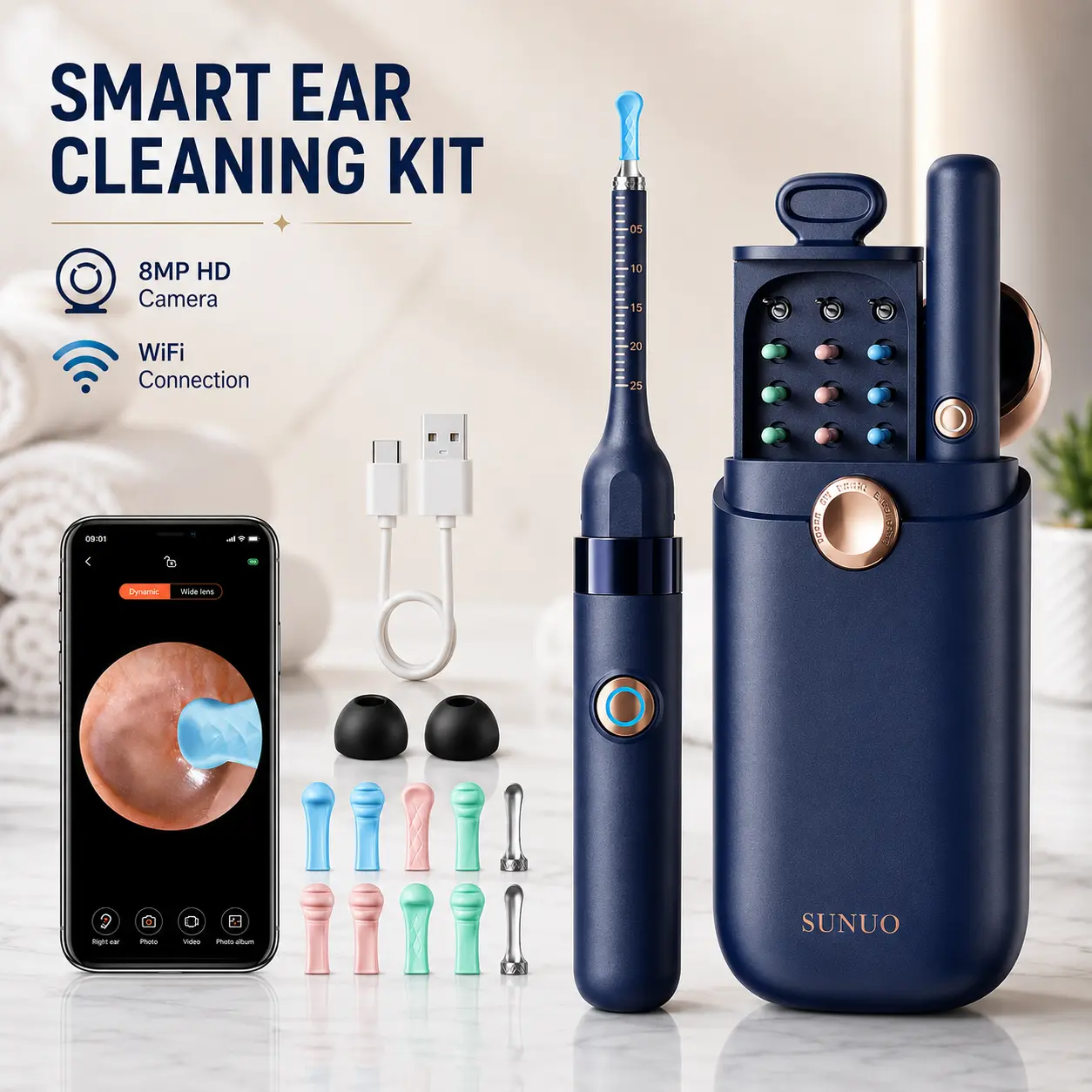 [DealsForYouDays] Upgrade Ear Wax Removal Tool with 8 MP Camera,ear wax removal camera, ear wax removal tool, Stainless Steel Tweezers, 9 Ear Spoons, Wireless Otoscope Ear Cleaner for iOS & Android