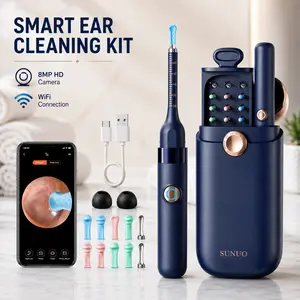 [summerwins] Upgrade Ear Wax Removal Tool with 8 MP Camera,ear wax removal camera, ear wax removal tool, Stainless Steel Tweezers, 9 Ear Spoons, Wireless Otoscope Ear Cleaner for iOS & Android