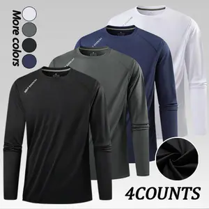 Men's Casual Loose Fit Crew Neck Long Sleeve Sports T-Shirt Gym Athletic Clothes Gym Clothes Workout