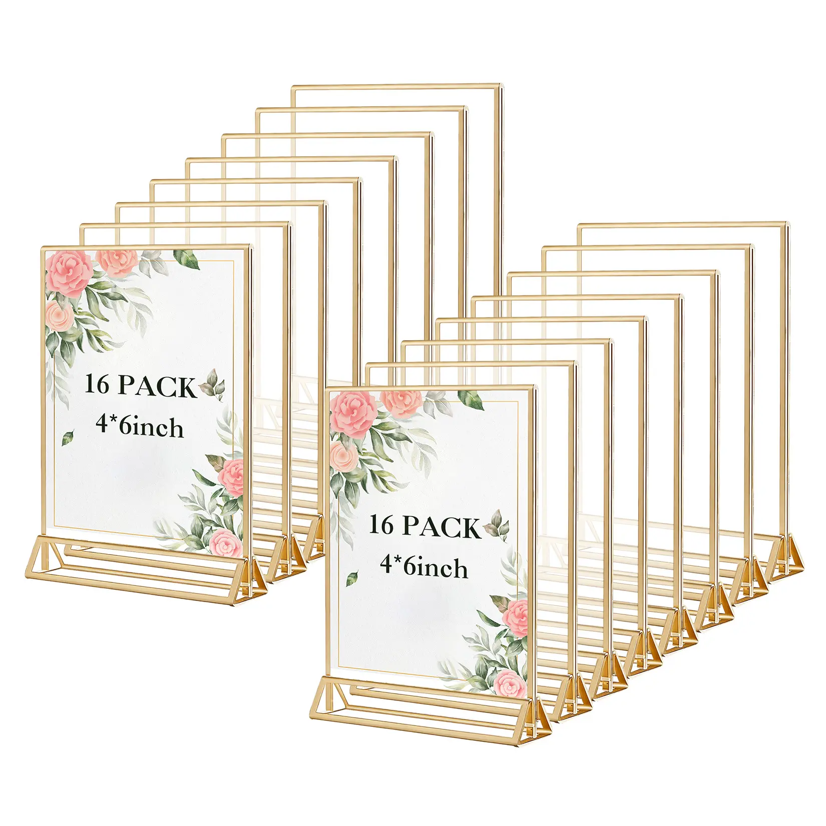 16 Pack Acrylic Sign Holder 4" x 6", Table Number Holders, Double Sided Vertical Display Menu Stand for Flyers, Party and Office Decor - Easy Setup