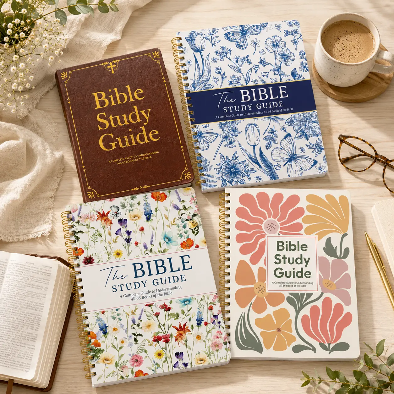 [Releasing price] Bible Study Guide to Easy Understand 66 Books, with Life Application & Reflection Notes for Women & Men – Beginner-Friendly Study of All 66 Books | Premium Lay-Flat Hardcover Devotional Journal